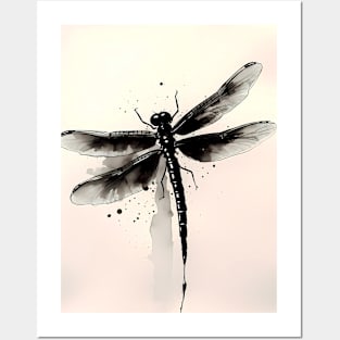 Dragonfly Ink Painting Posters and Art